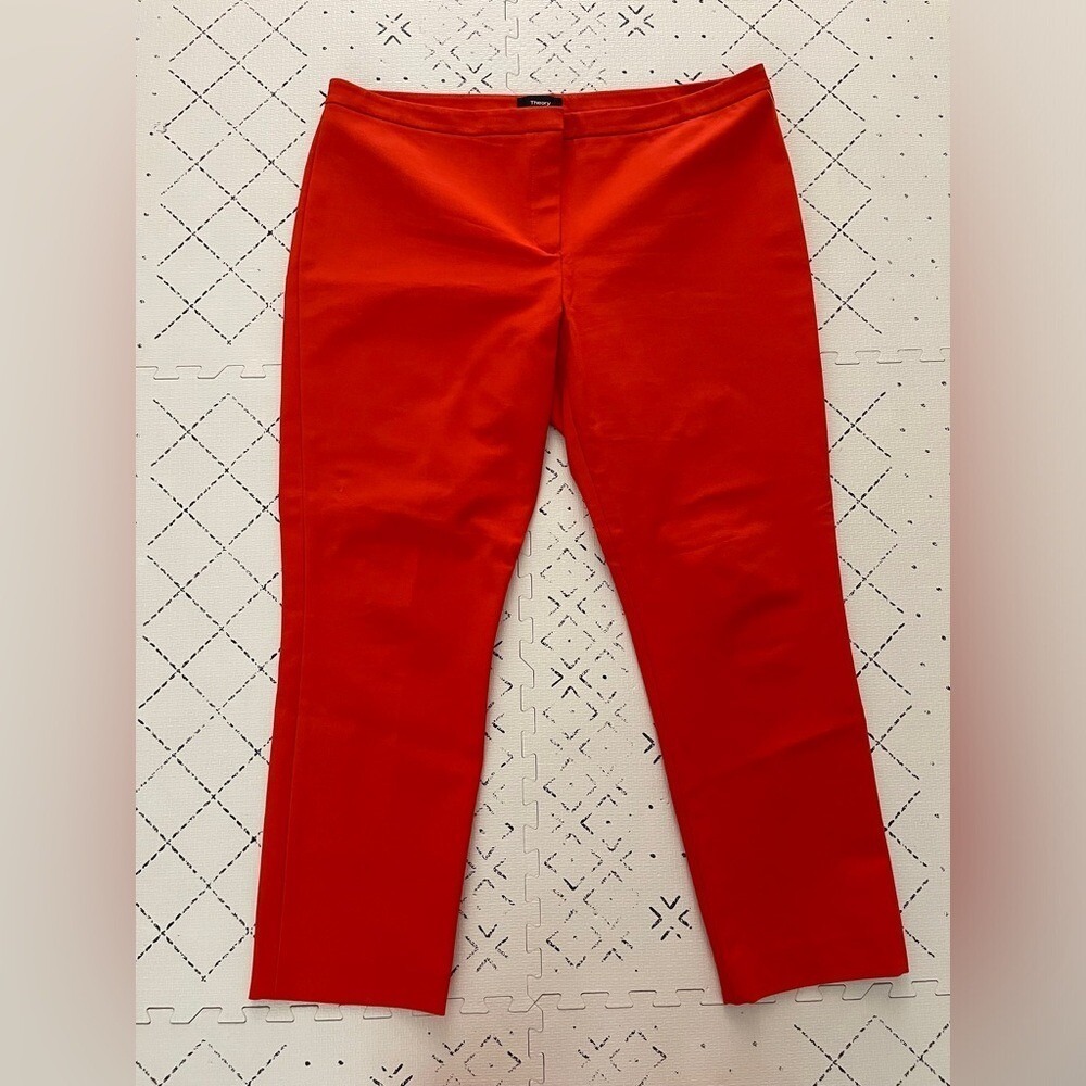 Theory Red Cropped Pants Stretch Career Casual Size 2